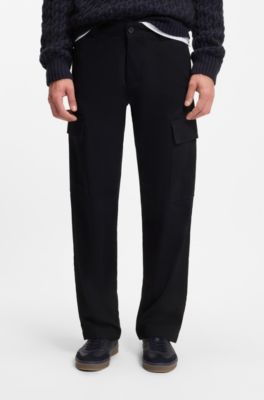 BOSS BY BECKHAM cargo trousers in micro-patterned cotton, Dark Blue