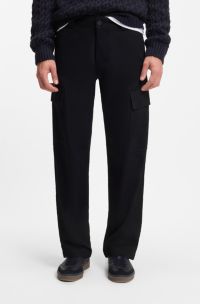 Fein gemusterte BECKHAM x BOSS Cargo-Hose aus Baumwolle, Dunkelblau