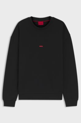 Relaxed-fit sweatshirt in cotton terry with dog artwork, Black