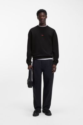 Relaxed-fit sweatshirt in cotton terry with dog artwork, Black