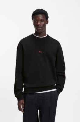 Relaxed-fit sweatshirt in cotton terry with dog artwork, Black