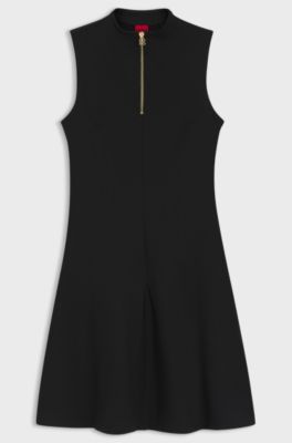 A-line dress with zip neck, Black