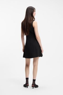 A-line dress with zip neck, Black