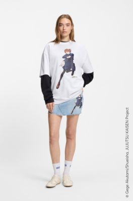 Camiseta HUGO x Jujutsu Kaisen oversize fit con estampado de Nobara, Blanco