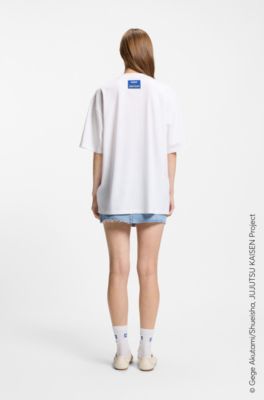 Oversize T-shirt fra HUGO x Jujutsu Kaisen med Nobara-print, Hvid