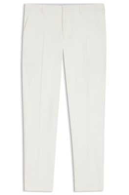 Tapered-fit trousers in mercerised stretch cotton, White