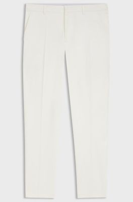Tapered-fit trousers in mercerised stretch cotton, White