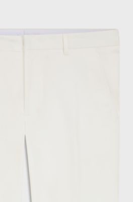 Pantalon Tapered en coton stretch merceris&eacute;, Blanc