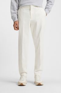 Tapered-fit trousers in mercerised stretch cotton, White