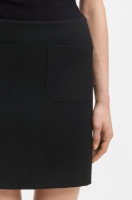 Minigonna in jersey Punto Milano con tasche frontali, Nero
