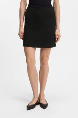 Punto Milano jersey mini skirt with front pockets, Black