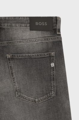 Delaware slim-fit jeans in black stretch denim, Dark Grey