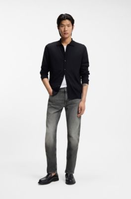 Delaware slim-fit jeans in black stretch denim, Dark Grey