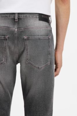 Delaware slim-fit jeans in black stretch denim, Dark Grey