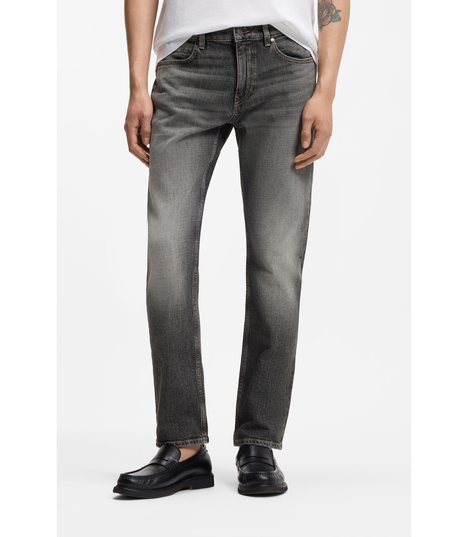 BOSS - Delaware スリムフィットジーンズ ブラック ストレッチデニム