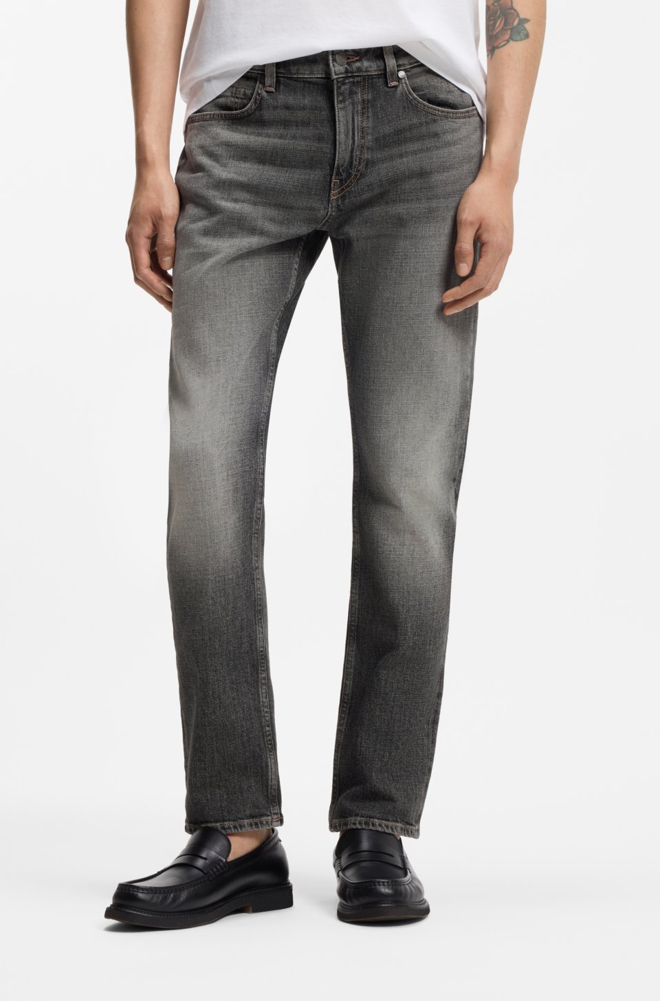 Delaware slim-fit jeans in black stretch denim