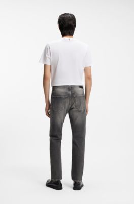 Delaware slim-fit jeans in black stretch denim, Dark Grey