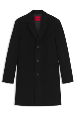 Button-front coat in a wool blend, Black