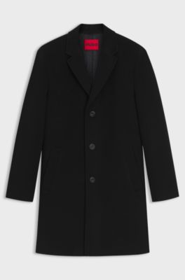 Button-front coat in a wool blend, Black