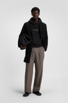 Button-front coat in a wool blend, Black