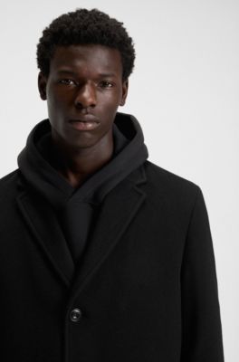 Button-front coat in a wool blend, Black