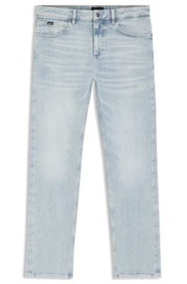 Straight-fit jeans in blue super-soft stretch denim, Light Blue