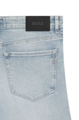 Straight-fit jeans in blue super-soft stretch denim, Light Blue