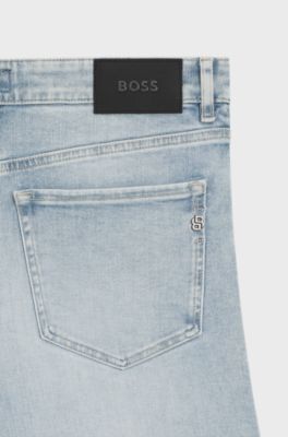 Straight-fit jeans van superzacht blauw stretchdenim, Lichtblauw
