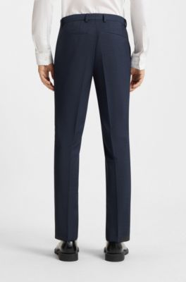 Two-piece slim-fit suit in micro-patterned wool, Blue