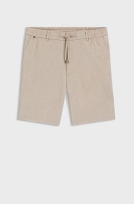 Modern-fit short van een linnennmix, Lichtbeige