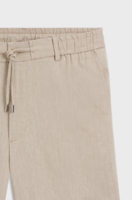 Modern-fit short van een linnennmix, Lichtbeige