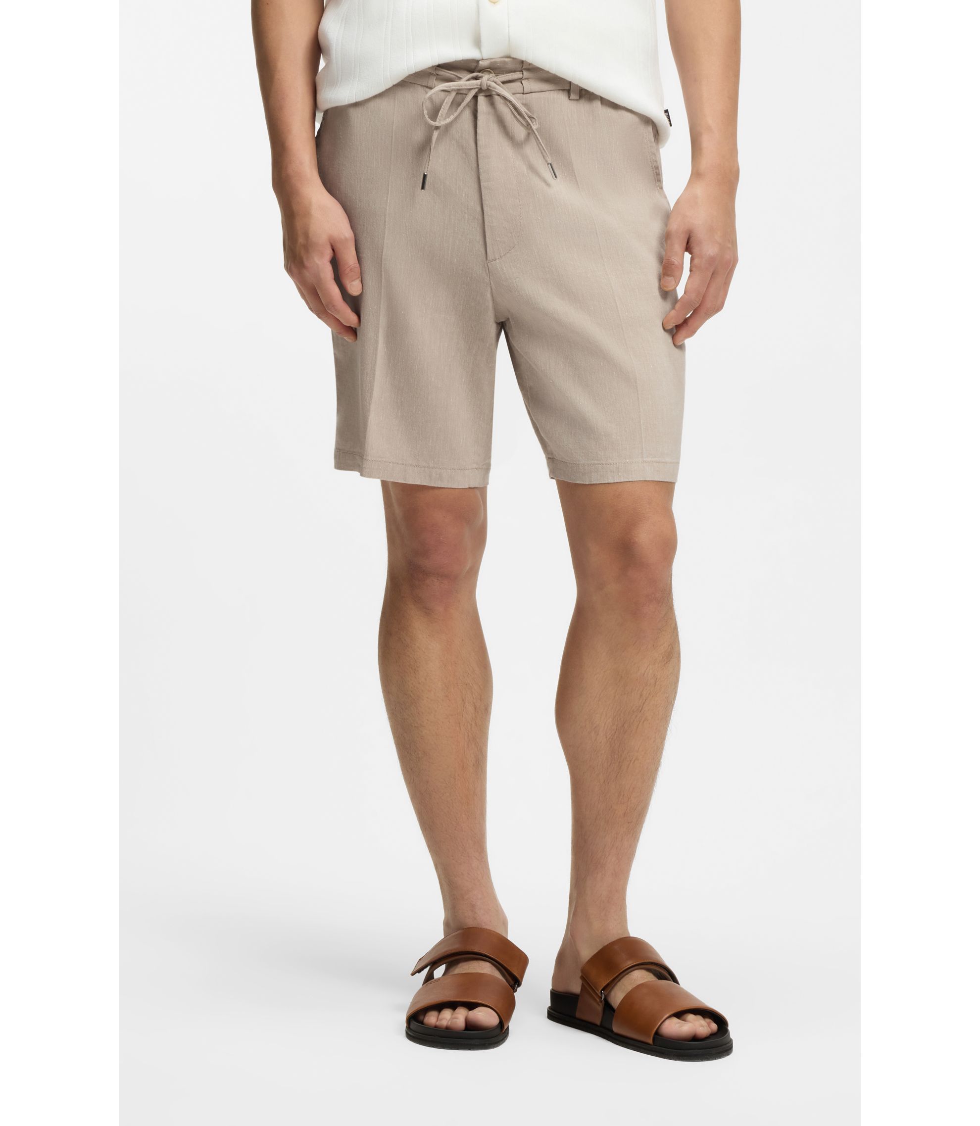 Modern-Fit Shorts aus Leinen-Mix