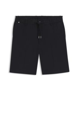 Modern-fit shorts in a linen blend, Dark Blue