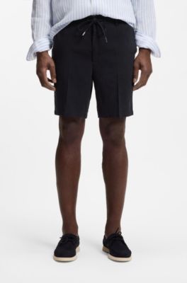 Modern-fit shorts in a linen blend, Dark Blue