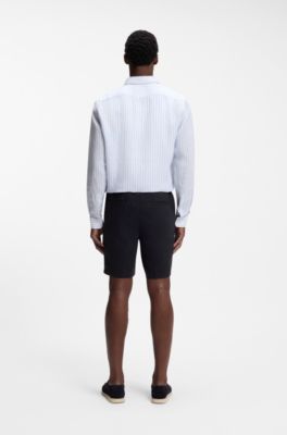 Modern-Fit Shorts aus Leinen-Mix, Dunkelblau