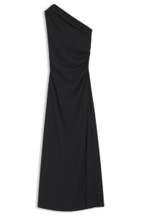 One-shoulder dress in stretch fabric, Black