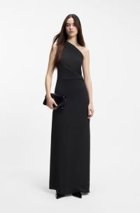 One-Shoulder-Kleid aus Stretch-Gewebe, Schwarz