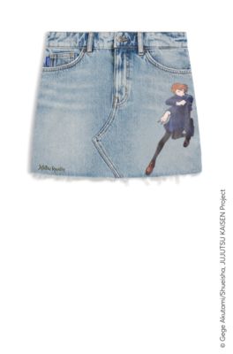 HUGO x Jujutsu Kaisen denim skirt with Nobara print, Blue