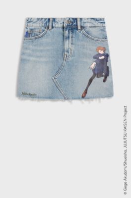 HUGO x Jujutsu Kaisen denim skirt with Nobara print, Blue