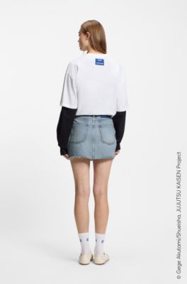 HUGO x Jujutsu Kaisen denim rok met Nobara-print, Blauw