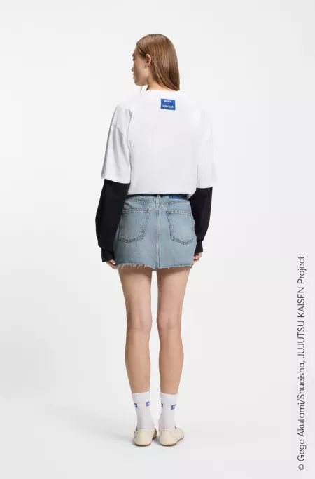 HUGO x Jujutsu Kaisen denim skirt with Nobara print