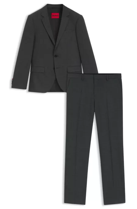 Two-piece slim-fit suit in wool-blend dobby