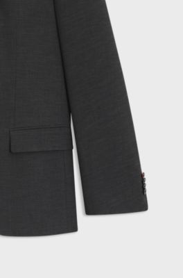 Two-piece slim-fit suit in wool-blend dobby, Grey