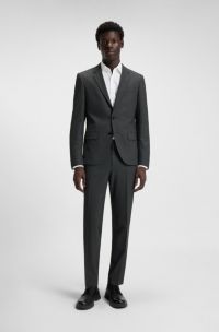 Slim-Fit Zweiteiler aus strukturiertem Woll-Mix, Grau