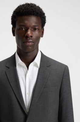 Two-piece slim-fit suit in wool-blend dobby, Grey