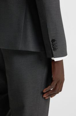 Two-piece slim-fit suit in wool-blend dobby, Grey