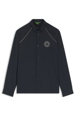 Relaxed-fit overshirt with water-repellent finish, Dark Blue