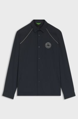 Relaxed fit overshirt med vattenavst&ouml;tande finish, M&ouml;rkbl&aring;