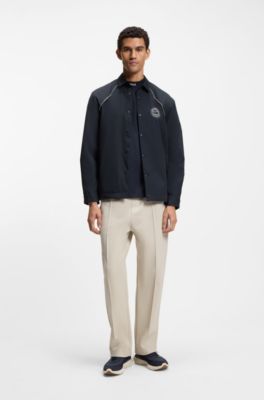 Sobrecamisa relaxed fit con acabado repelente al agua, Azul oscuro