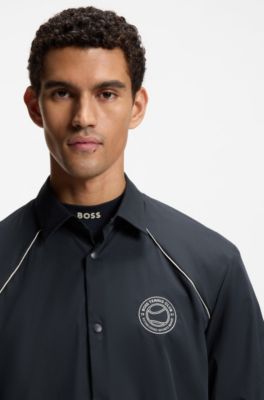 Sobrecamisa relaxed fit con acabado repelente al agua, Azul oscuro